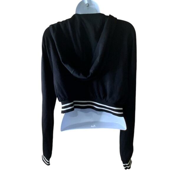 Nadia Cropped Vintage Sweatshirt Women M Drawstring Vneck Hooded Casual Pullover - Picture 2 of 10